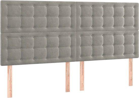 vidaXL Hoofdbord Lichtgrijs Fluweel 180x5x118/128 cm