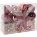 Boules de Noël set - 54-delig - rose - avec étoile faîtage - plastique - pour petit sapin de Noël