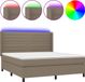 vidaXL Boxspring met matras en LED stof taupe 160x200 cm