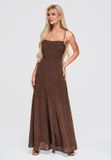 LARICA Jurk - Veters - Gebloemd - Jurk Bruin L