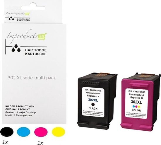 Improducts Improducts® Inkt cartridges -Alternatief HP 302 / 302 XL - 302XL 302XL F6U68AE F6U67AE set