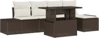 vidaXL Tuinbank - Set - 6 - st - Bruin - poly - rattan