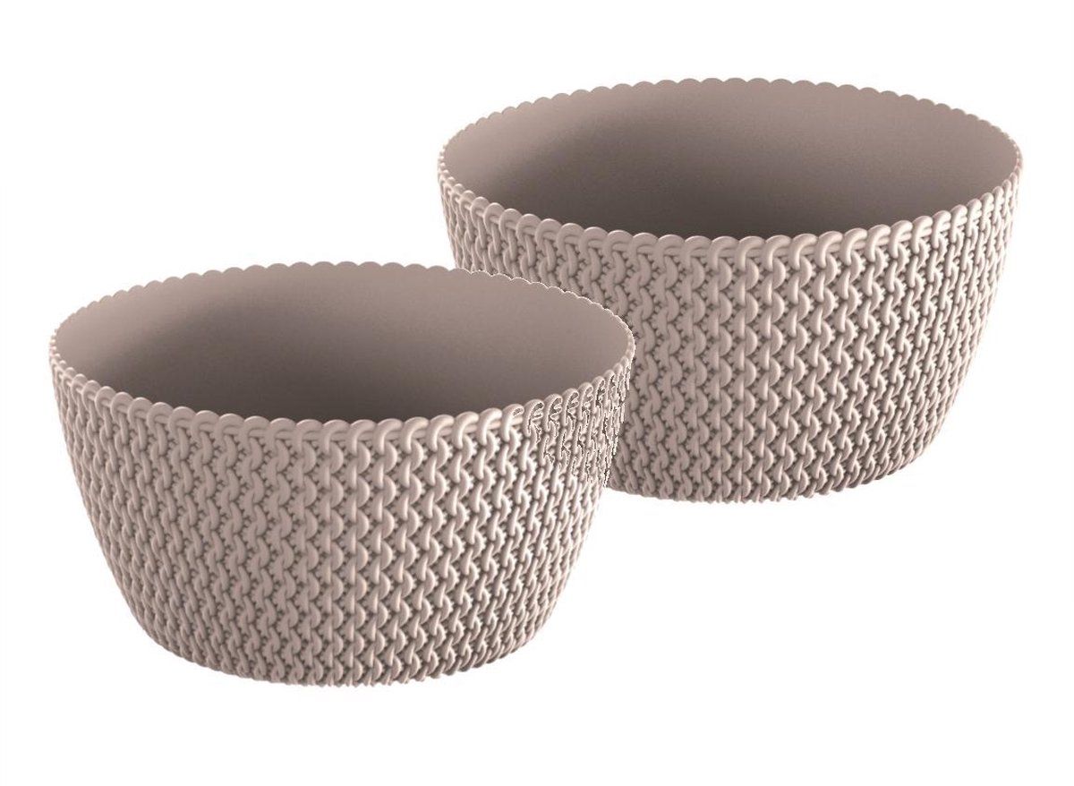 Prosperplast Splofy Low Coupe Bloempot - 24cm - Taupe (2 stuks)