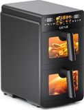 OKYUK Heetluchtfriteuse met 2 compartimenten, 10 liter, Airfryer met 2 bakken van elk 5 liter, 10 programma's