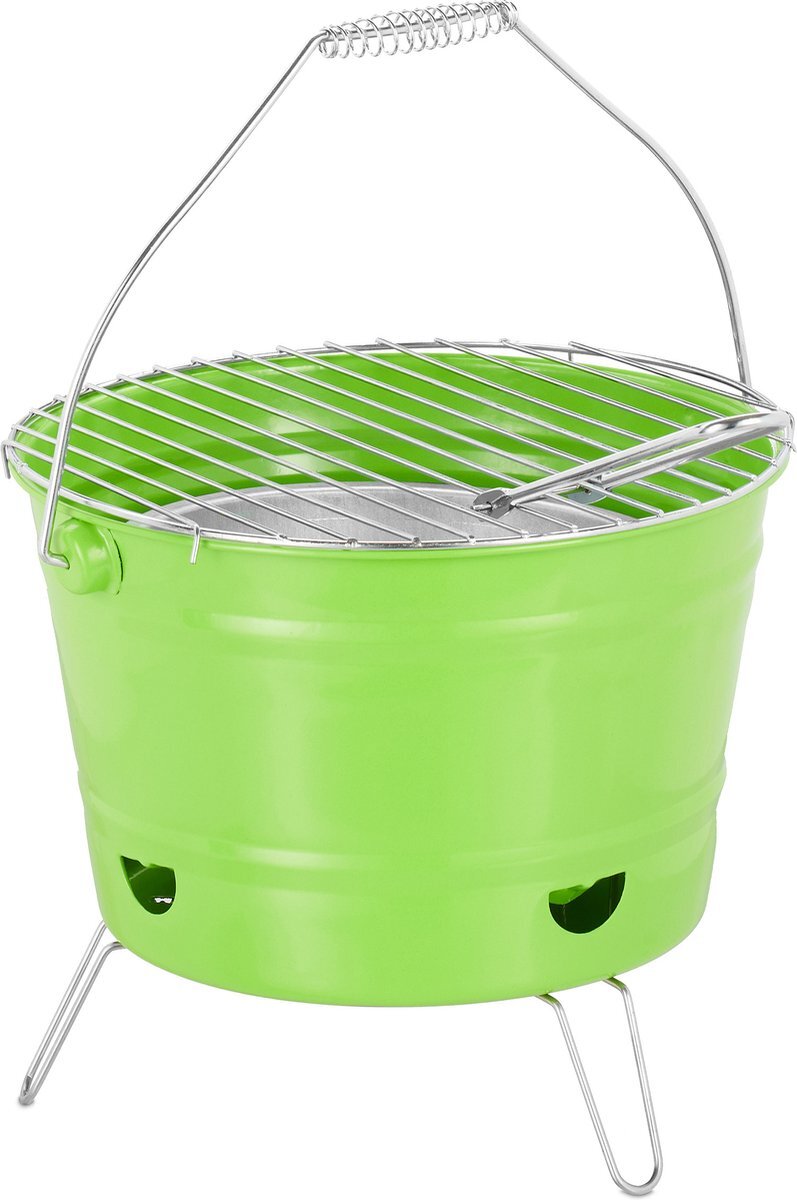 Relaxdays mini barbecue rond draagbaar houtskool bbq emmer