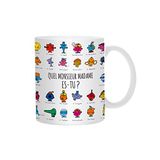Monsieur Madame MM3107 thermobeker Wat meneer mevrouw ben jij, 320 ml, wit, zwart en meerkleurig, keramiek, 12 x 8,3 x 9,7 cm