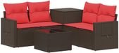 vidaXL Bankstel 2 zitplaatsen Bruin en rood Polywood