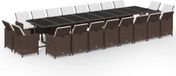 vidaXL 21-delige tuinset met kussens, bruin, van polyrotan