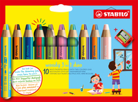 STABILO woody 3 in 1 Duo - Watercolour Pencils - 10 Colors + Sharpener