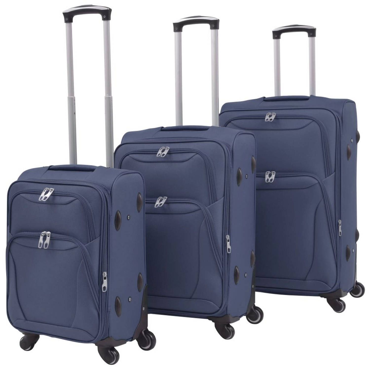 vidaXL Trolleyset Marineblauw 3-delig - 8718475565642