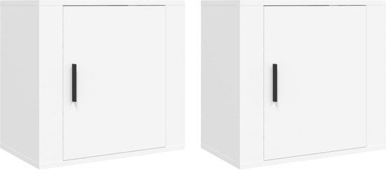 vidaXL Wandnachtkastjes Set van 2 Wit Hout 50x30x47 cm