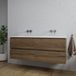 Saniclass Chaci Ensemble de meubles de salle de bain - 140x46x55cm - lavabo en céramique blanc - 2 vasques - sans trous de robinetterie - 4 tiroirs - noyer chiné