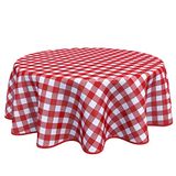 Ronde Home Direct Ronde wasdoek van PVC, afveegbare tafelkleed, tafelbedekking, gingham-geruit, 160 cm (62 inch) rood