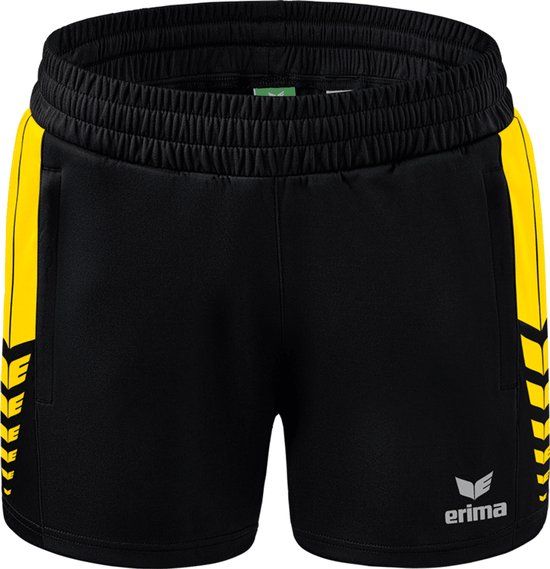 Erima Six Wings Worker Short Dames - Zwart / Geel - Maat 42
