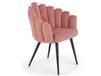 Fauteuil coquillage design en velours de polyester et pieds en acier