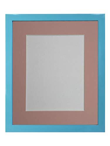 FRAMES BY POST 0.75 Inch Blauw Foto Frame met Roze Mount 14 x 8 Afbeeldingsgrootte 10 X 4 Inch Plastic Glas