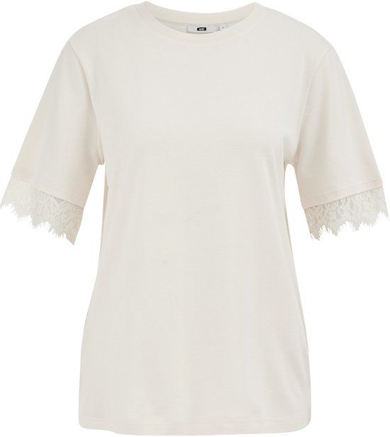 WE Fashion Dames jersey T-shirt met kant
