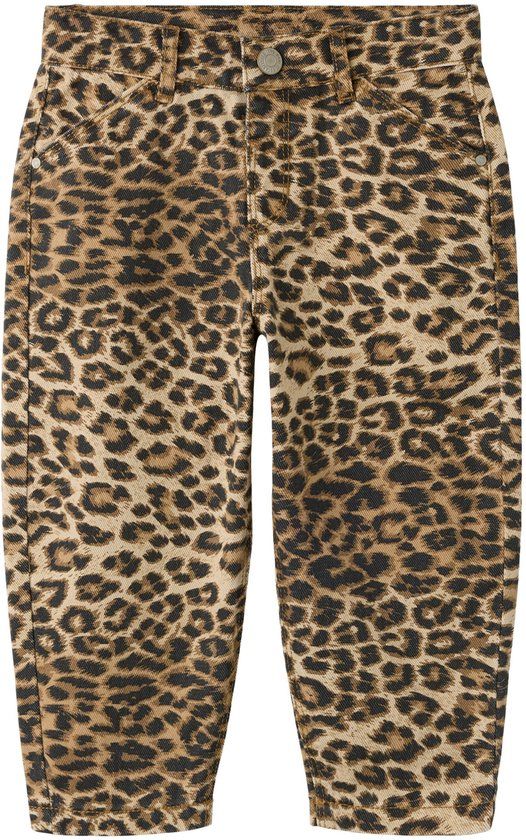 Name it Jeans Mom Fit Panterprint Kinderen Vrouwen Katoen Lichtbruin Maat 80