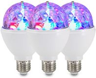 B.K.Licht Briloner Disco light - Set van 3 LED Lichtbronnen – LED lamp – RGB met kleurverandering – draaiend – lichteffect – E27 Fitting – 3W – 12,9x7,3 cm