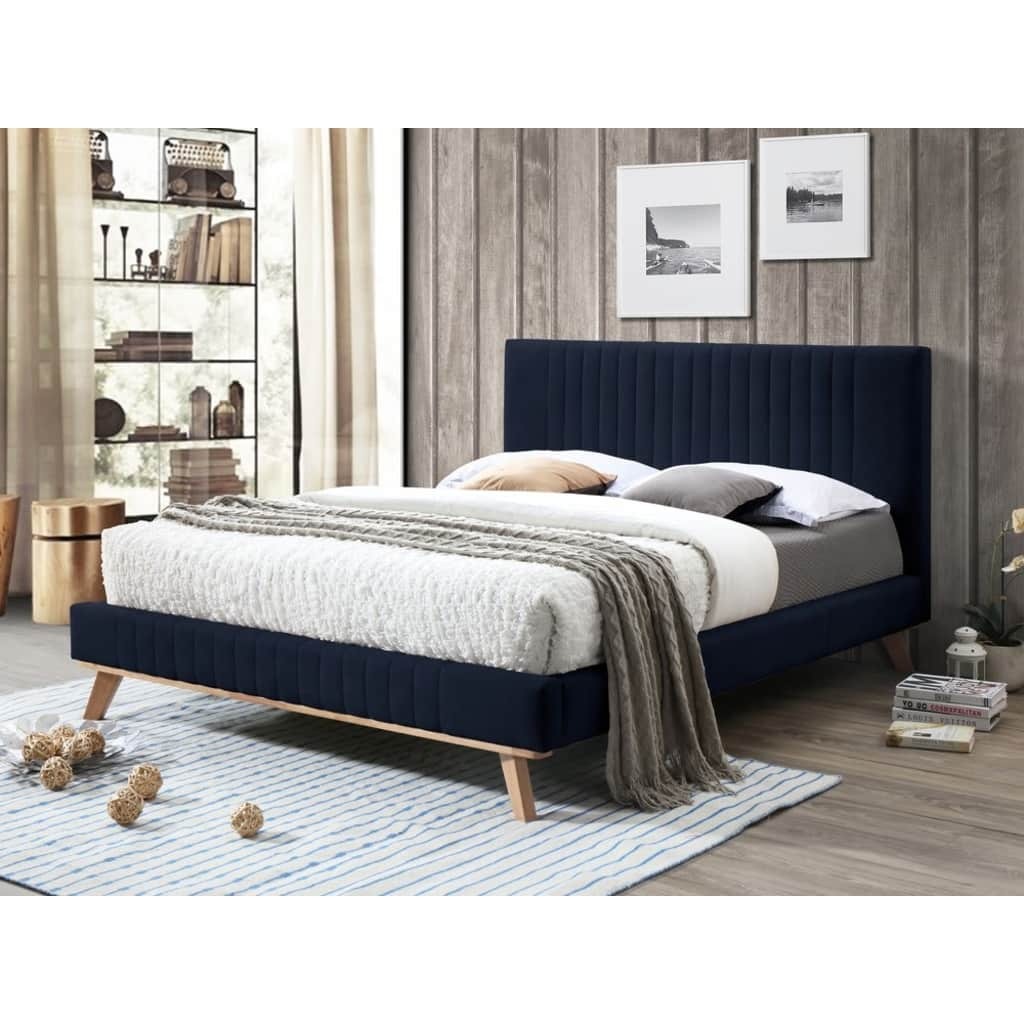 Beliani Talence Bed Stof donkerblauw