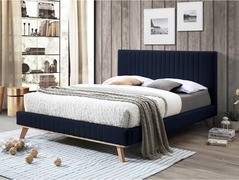 Beliani Talence Bed Stof donkerblauw