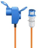Goobay Camping stroomkabel met extra stopcontact | CEE 3-pins 230V/16A | 3x 2,50mm | IP44 | 5 meter | Oranje