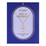 Lucardi Dames Stalen goldplated ketting letter Q
