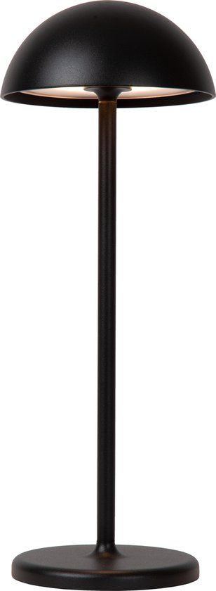 Lucide JOY - Oplaadbare LED Tafellamp voor Binnen/Buiten - Zwart - Ø 12 cm - Dimbaar - Accu