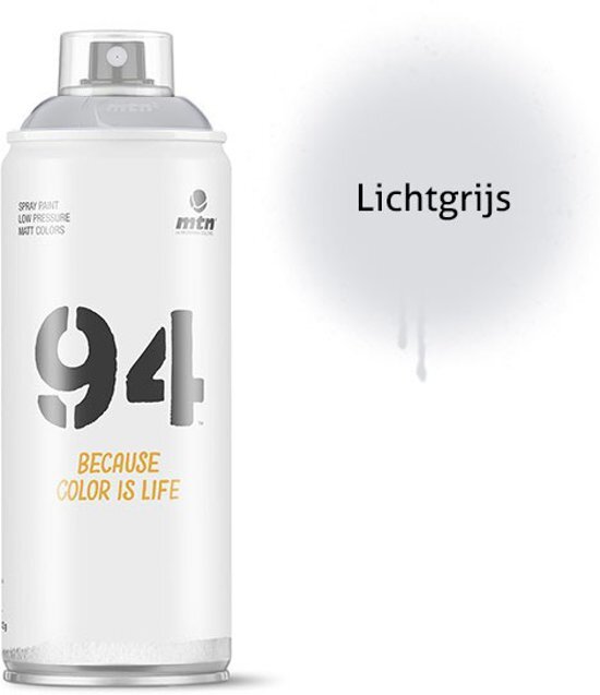 Montana-Colors 1x MTN94 spuitbus - 400ml spuitverf - Lichtgrijs - Lage druk en matte afwerking - Spuitverf voor binnen en buiten gebruik voor vele doeleinden zoals klussen graffiti hobby en kunst