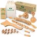 Maderotherapie set - 6-delig - Hout met draagtas - Faszienroller en Zweedse cup