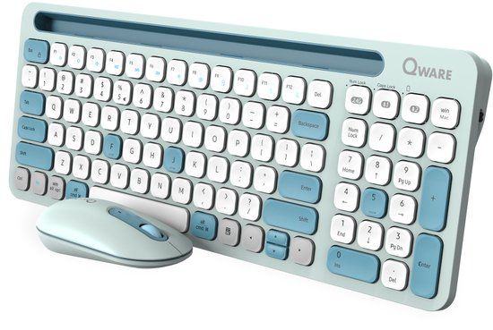 Qware Florence Draadloos Toetsenbord & Muis Set - QWERTY - Bluetooth - Groen/Turquoise