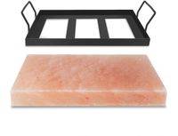 Merkloos BBQ grill zoutsteen Himalaya 30×20×3 cm met zwarte plaat