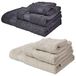 Set van 6 badhanddoeken: beige en grijs: handdoeken 30 x 50, wastafel, 50 x 90, douche, 70 x 140 cm, 450 g/m², 100% katoen