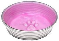 Loving Pets Le Bol Geglazuurde binnenkant roestvrijstalen hondenbak, antislip, vaatwasmachinebestendig, duurzaam, huisdierschotel - roze - X-Small (275 ml)