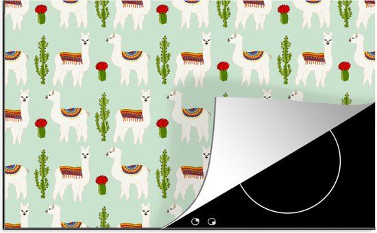 KitchenYeah® Inductie beschermer 77x51 cm - Lama - Cactus - Patronen - Inductiebeschermer voor Inductie Kookplaat