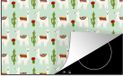 Merkloos KitchenYeah® Inductie beschermer 77x51 cm - Lama - Cactus - Patronen - Inductiebeschermer voor Inductie Kookplaat