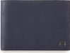 PIQUADRO Leren Portemonnee Black Square Wallet with Coin Pocket Blu Oceano Blauw