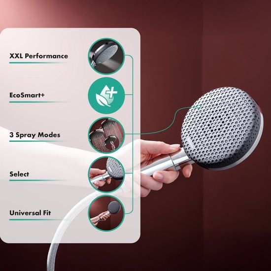 Hansgrohe Raindance Alive Select S - handdouche 125 - 3jet - ecosmart+ - hoogglans chroom