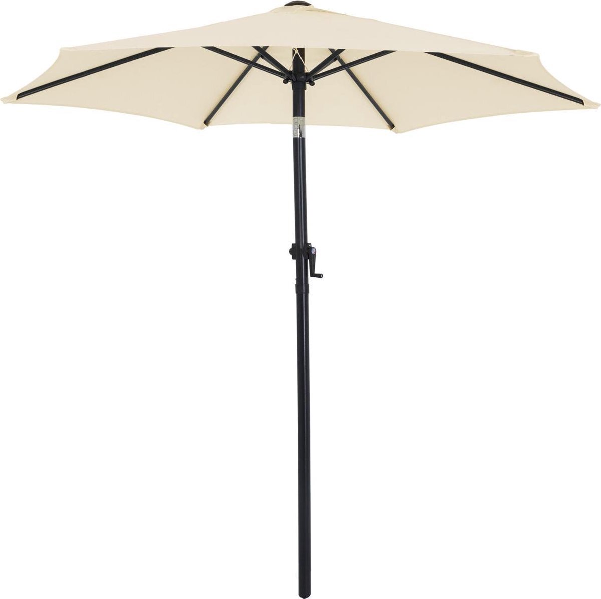 Kingsleeve Parasol Beige 200 cm met Zwengel en Kantelmechanisme Terras Tuin