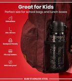 Unyqoos® Bouteille d'eau en acier inoxydable avec couvercle rabattable et poignée de transport - Marron, 0,6 L