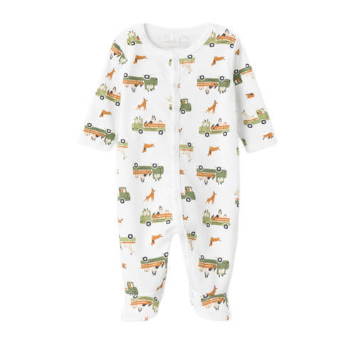 NAME IT NAME IT BABY baby pyjama NBMNIGHTSUIT met all over print wit/groen