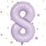 Merkloos Verjaardag folieballon - Cijfer ballon - Feest versieren - Zelfsluitend ontwerp - 101 cm - Beige paars