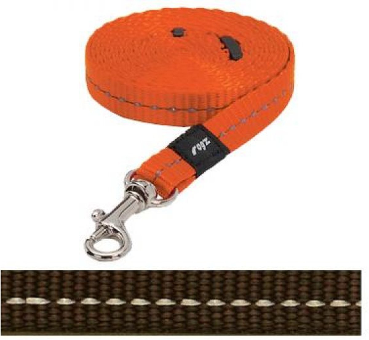 ROGZ FOR DOGS Nitelife Hondenriem - 11 mm x 1.8 m - Choco