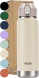 VANN® RVS Drinkfles met rietje 750 ML voor volwassenen - Bidon met rietje - sportfles 24 uur koud/12 uur warm - Soft Sand - VANN ACTIVATE BOTTLE