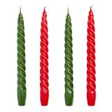 Rode Talking Tables Rode & Groene Luxe Italiaanse Spiraal Twisted Taps Diner Kaarsen | 4pack