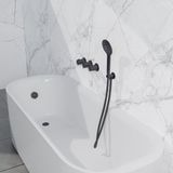Fortifura Nebbio Badcombinatie-set - thermostaatkraan - wandaansluitbocht - met handdouchehouder - gladde doucheslang - ronde handdouche - badvulcombinatie - PVD - geborsteld gunmetal (antraciet)