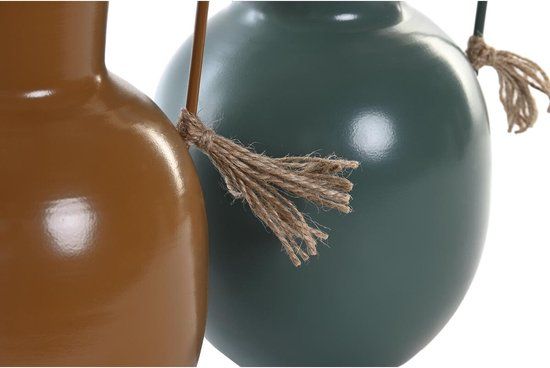 DKD Home Decor Vaas - 24 cm - Metaal - Groen - 2 stuks