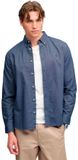 Superdry Preppy Oxford Overhemd Relaxed Pasvorm Heren Lange Mouwen Shirts Indigo Blauw Chambray XXL