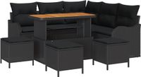 vidaXL Tuinbank Set 9-delig Zwart Polyrattan