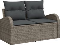 vidaXL Tuinbank met kussen grijs 124 x 62 x 69cm poly rattan